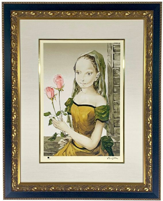 花を持つ少女」藤田嗣治｜美術品・絵画販売オンラインショップ【BKKC】