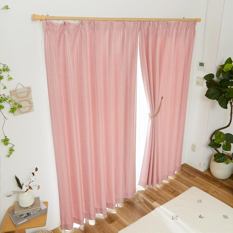 シンプルなストライプ柄がおしゃれな遮光3級カーテン 『サウス ピンク