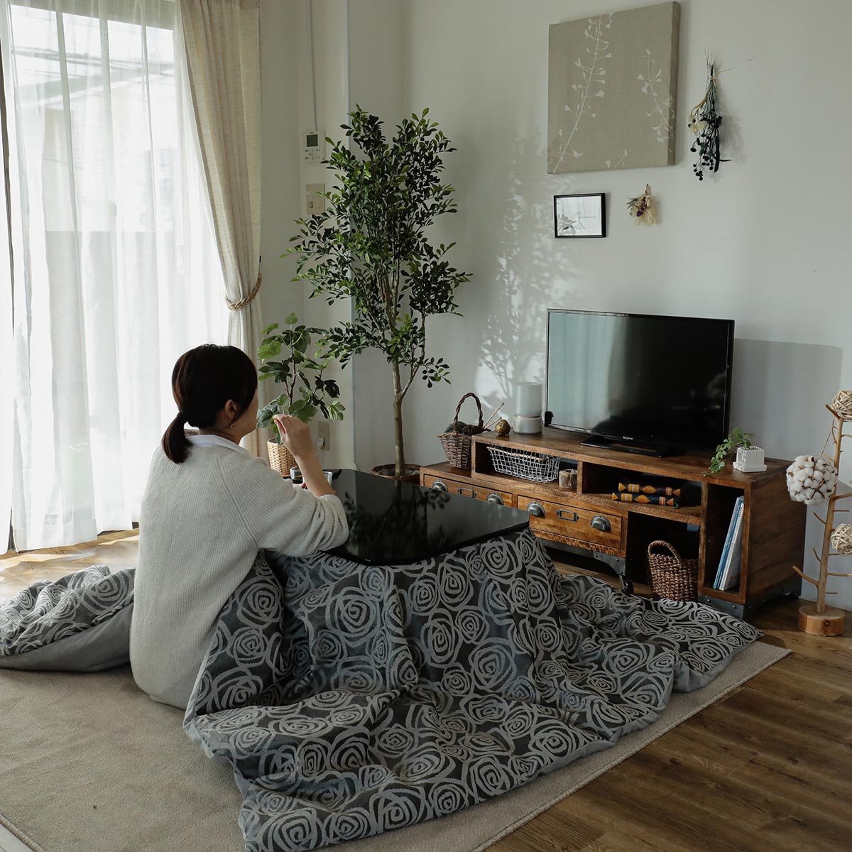 洗濯機で洗える！布団がずれない！おしゃれ北欧デザインこたつ布団