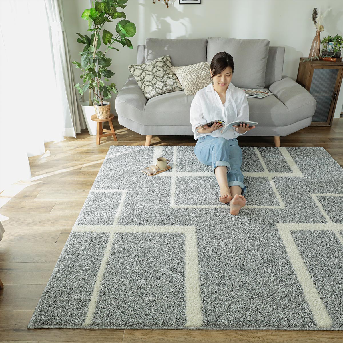 アース防ダニ機能搭載！安心安全の日本製ラグ 『ノーレン シルバー