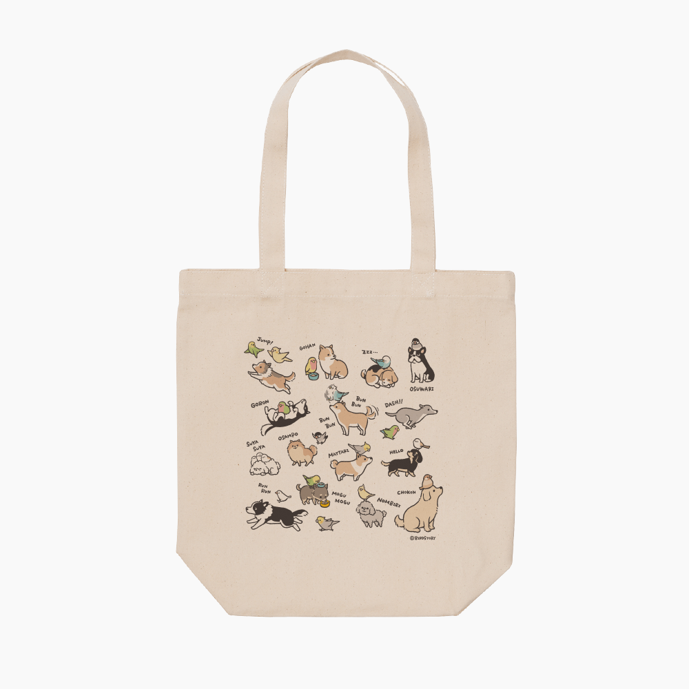 トートバッグ 犬と鳥 トイプードルやフレンチブルドッグ｜BIRDSTORY