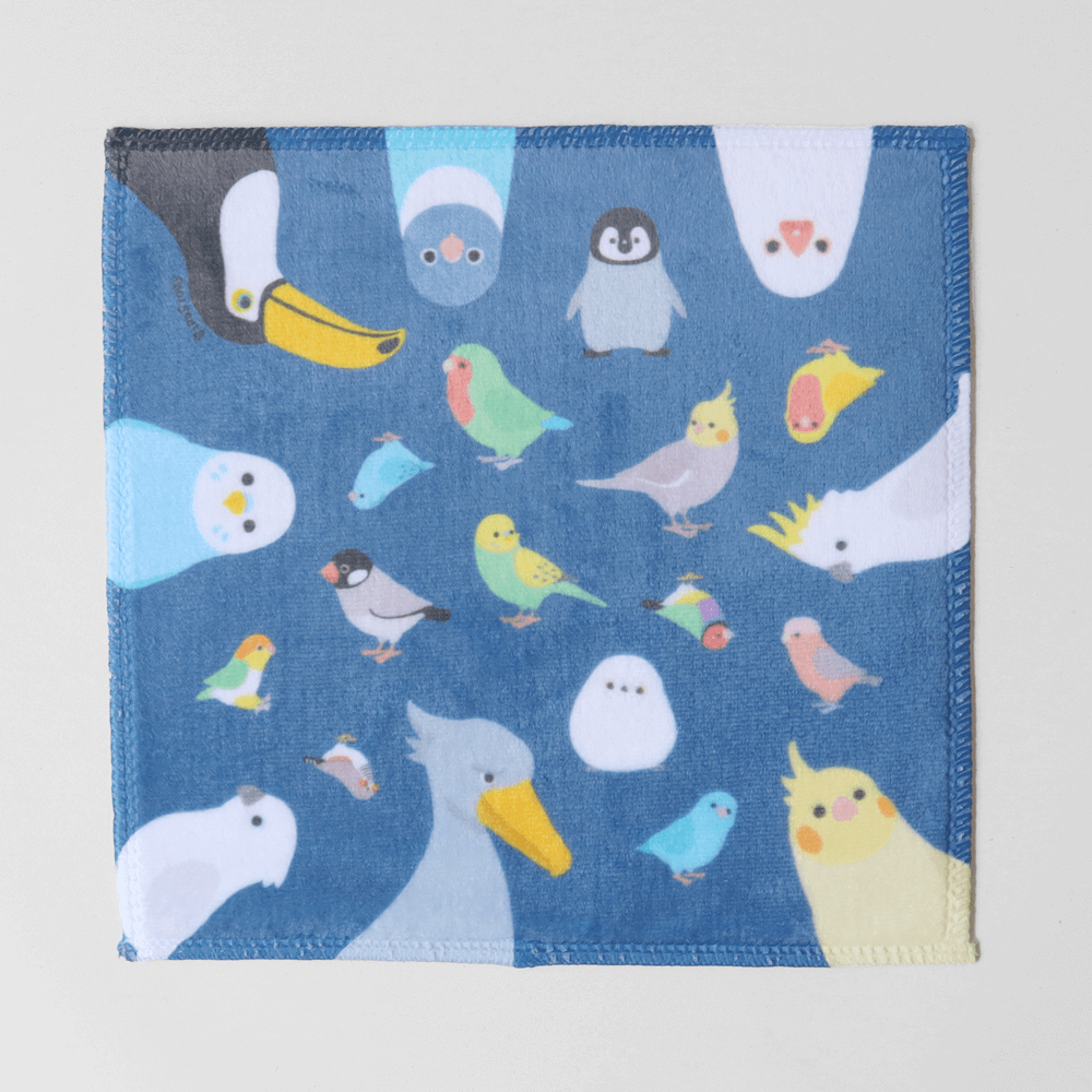 ハシビロコウやオニオオハシなどシンプルに描いたデザイン ミニタオル