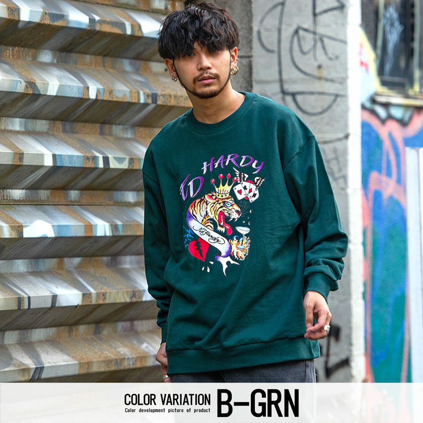 スウェット メンズ ED HARDY(エドハーディー)プリント長袖スウェット
