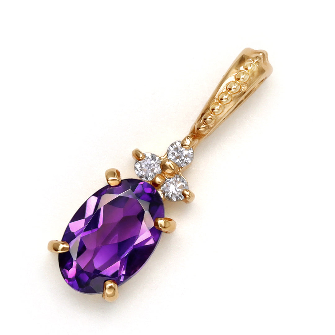 ビズー公式】 アメジスト オーバルカット ダイヤモンド K18(18金