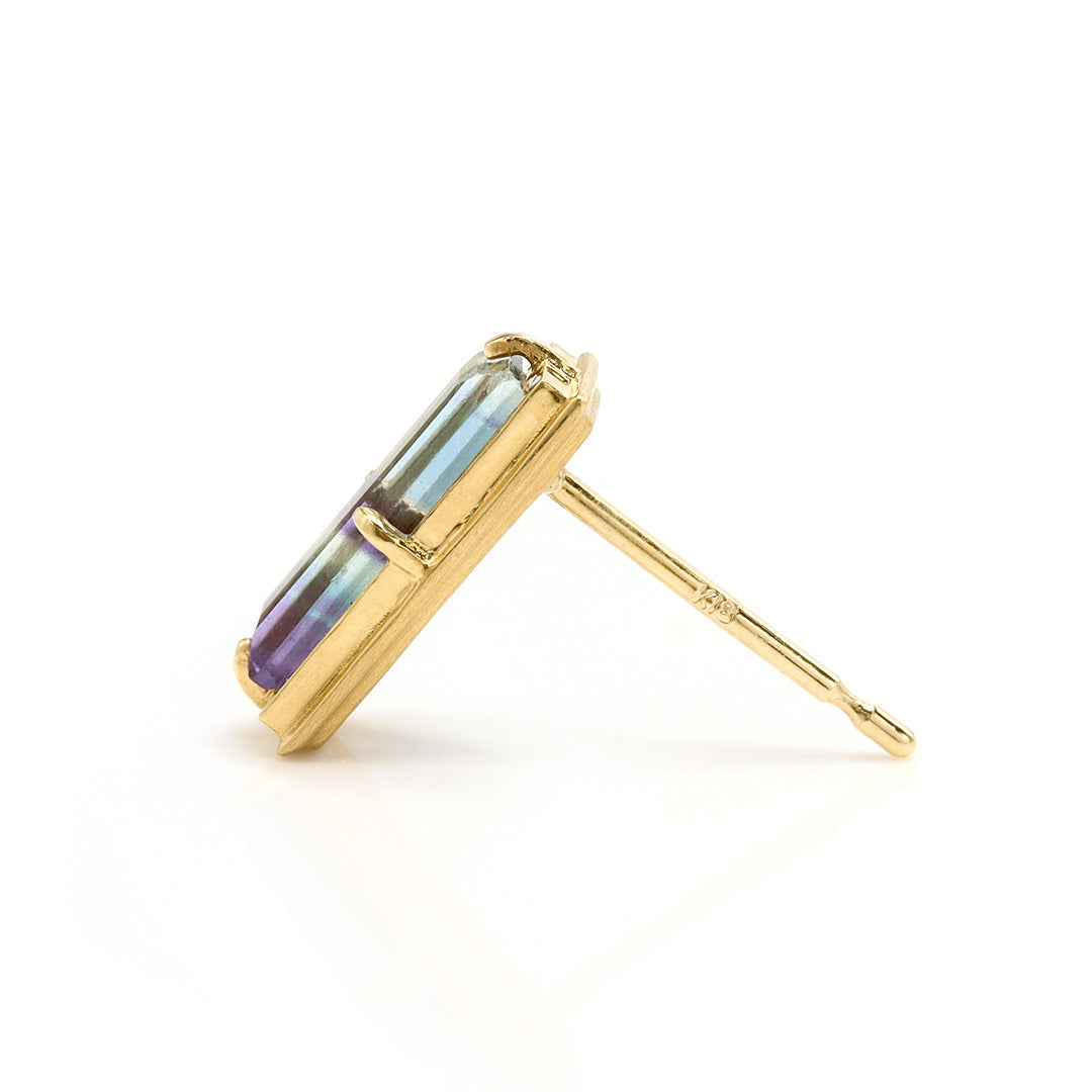 即日発送】バイカラーフローライト ピアス(片耳)・ルピリエ