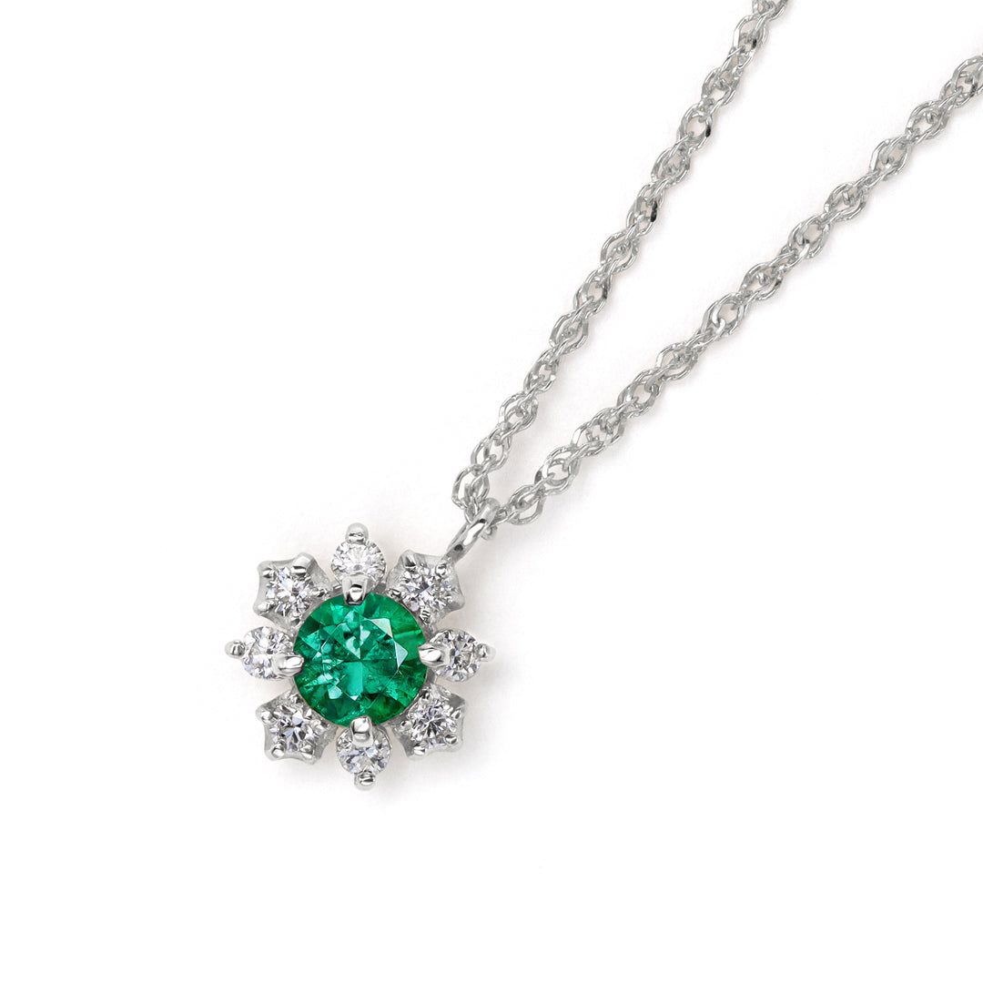 ビズー公式】エメラルド ダイヤモンド PT K18(18金) ネックレス