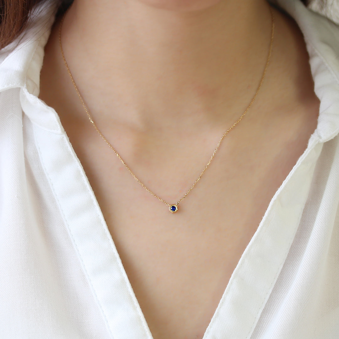 ビズー公式】ブルー サファイア K18(18金) ネックレス アン | 希少石