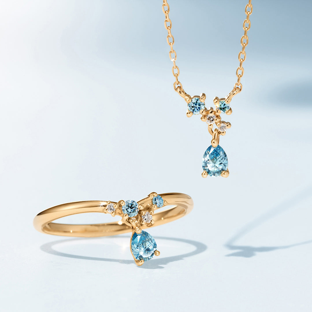 ブルーダイヤモンド(ラボグロウン) K18/PTリング・トランジュ