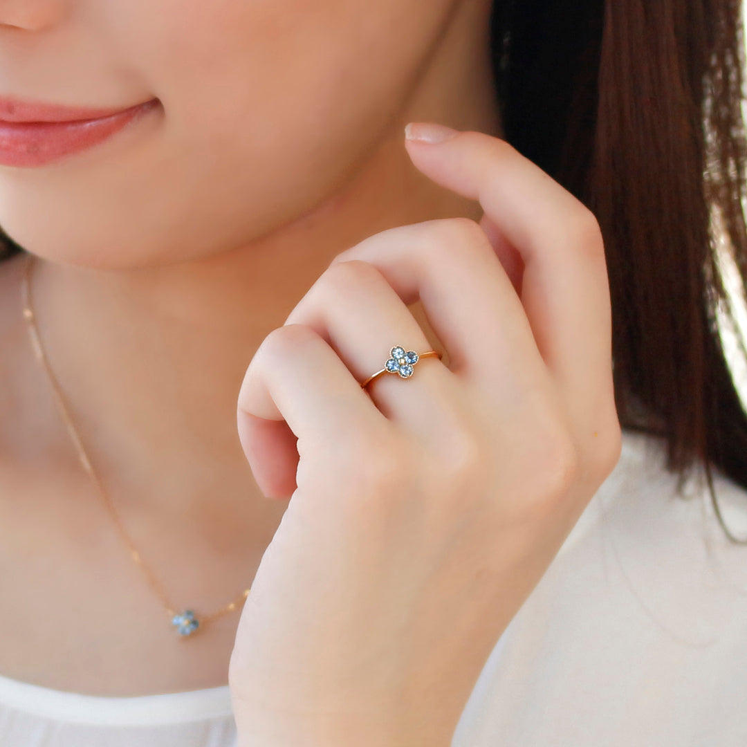 ビズー公式】アクアマリン K10/K18/PTリング・アナイス