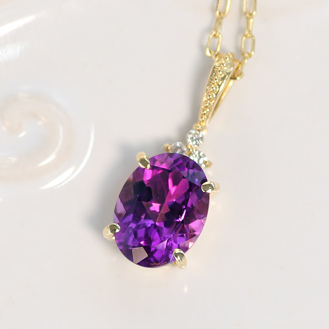 ビズー公式】アメジスト オーバルカット K18(18金) ペンダントトップ