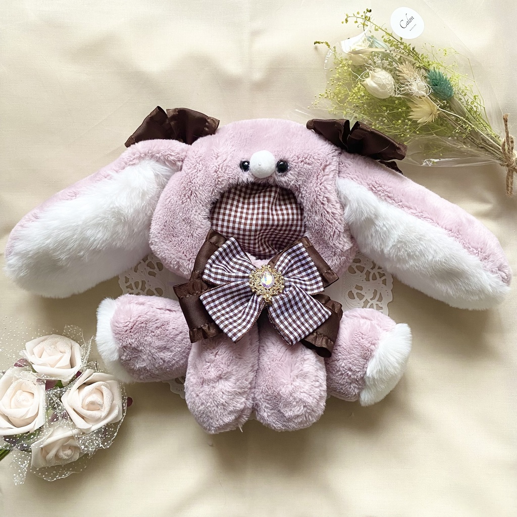 ぬい服 【裏地付】うさぎ018 ぬい服 着ぐるみ おすわり 11cm