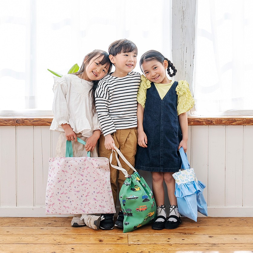 入園・入学グッズ手作りキット（6点セット）はたらくくるま／グリーン