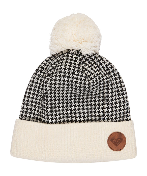 ROXY ウィメンズ ICEVALLEY BEANIE ビーニー 千鳥格子 ポンポン【25