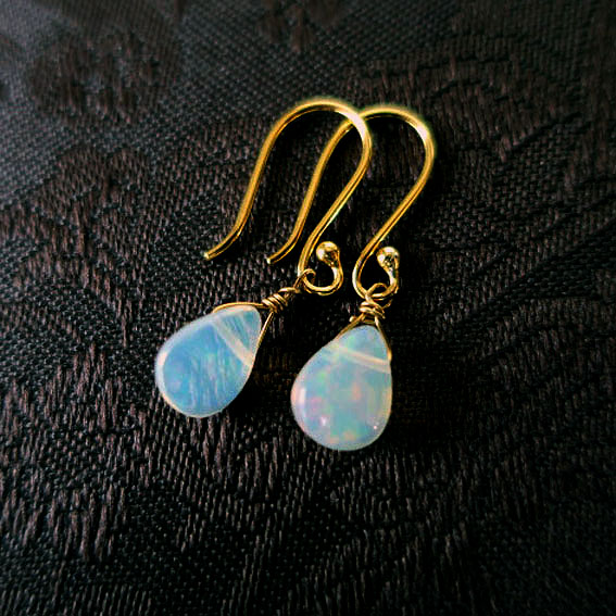 オパール ピアス しずく SVGP 両耳 10月の誕生石 天然石ジュエリー