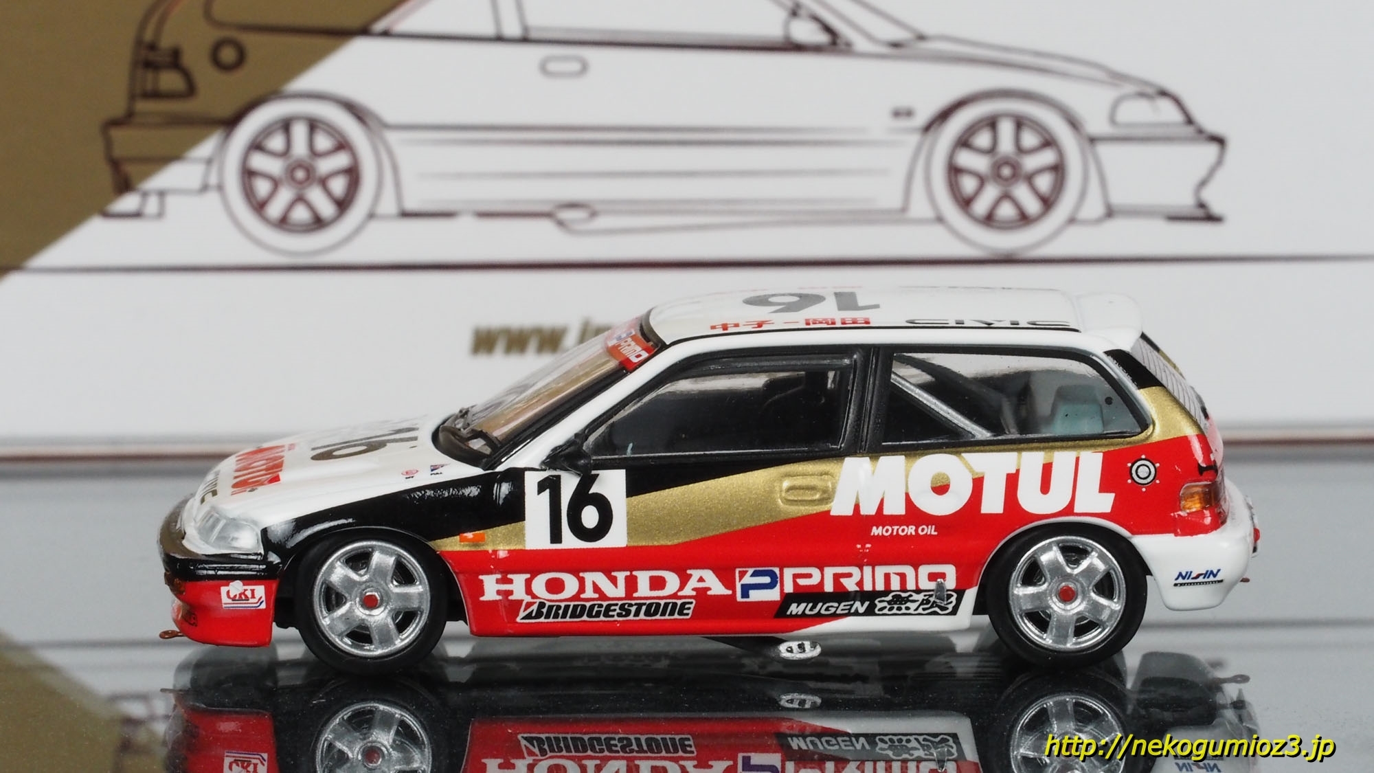 INNO-MODELS 1/64 HONDA シビック EF3 Gr.A No.16 【MUGEN MOTUL】 JTC