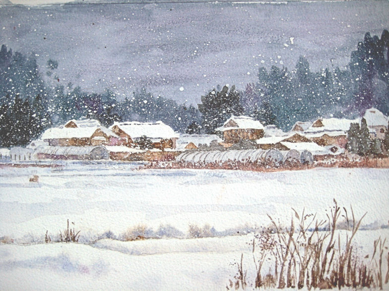 1-3期プレオープン～1月講座（雪景色） | ならざき清春透明水彩大阪