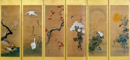 酒井抱一「十二ヶ月花鳥図貼付屏風」（琳派芸術2より） | 足立区綾瀬