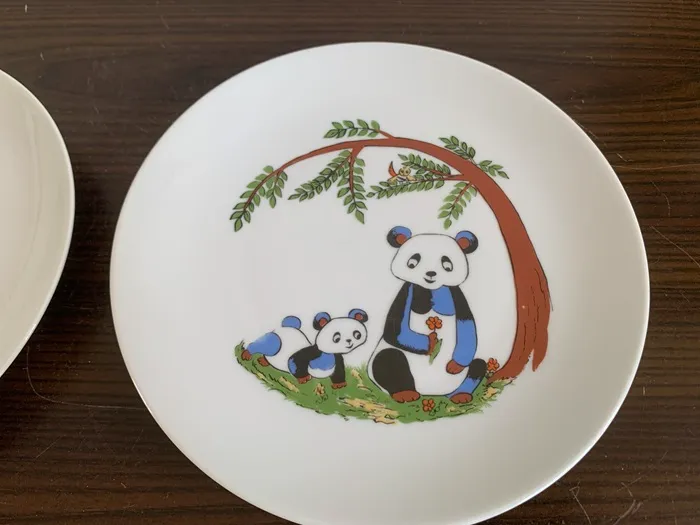 ドイツ 70s KAHLA カーラ パンダ イラスト 陶器 プレート ケーキ皿