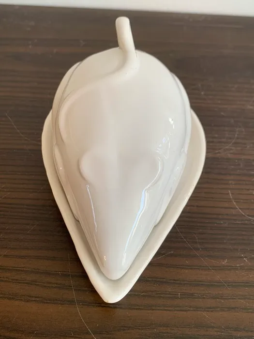 ドイツ 90s ネズミ チーズプレート・皿 陶器 白 ヴィンテージ | Blue