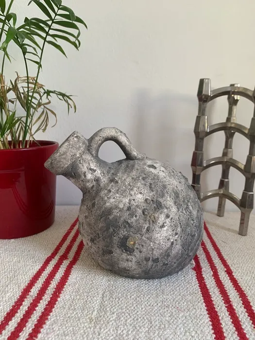 ドイツ ジャグ 花瓶 陶器 グレー 斜め アンティーク | Blue Swallow