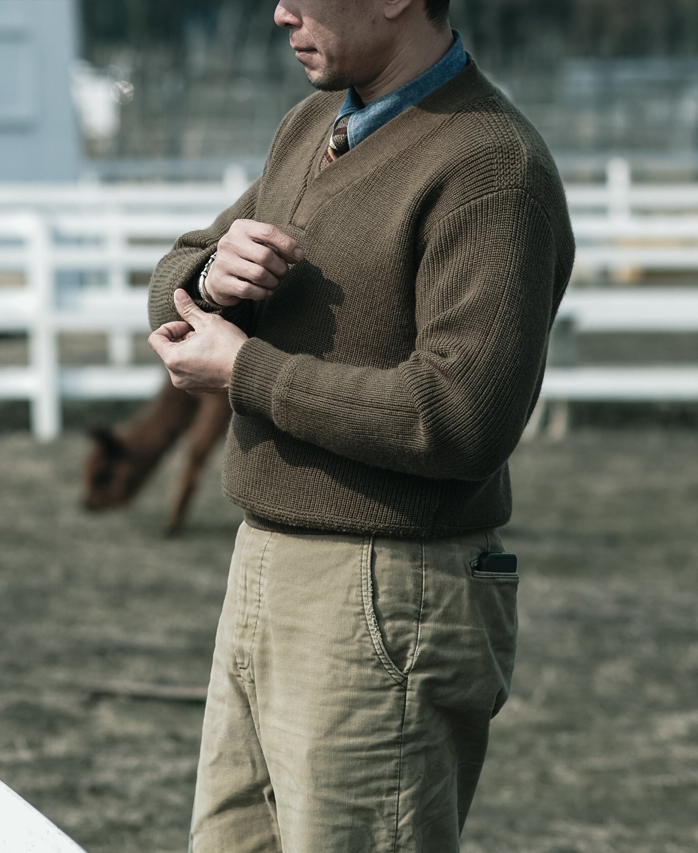 USAAF Type A-1 V-neck Mechanics Wool Sweater - Olive | Bronson