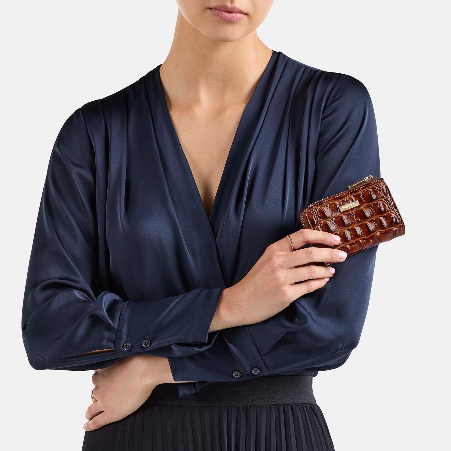 Anita Pecan Melbourne Small Zip Leather Wallet | BRAHMIN