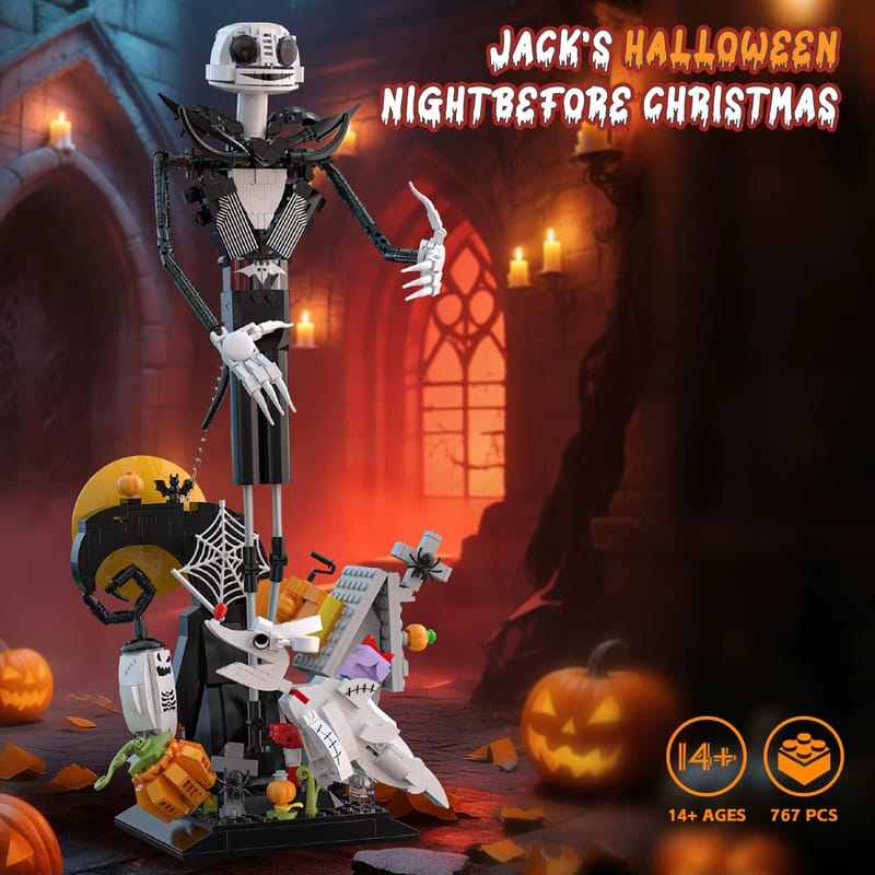 Brickvivid Jack Skellington Building Set - Halloween Display Model
