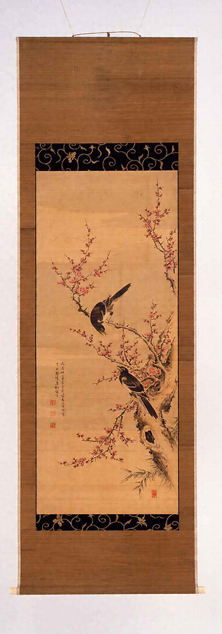 東渓花鳥図「梅喜鵲」 文化遺産オンライン