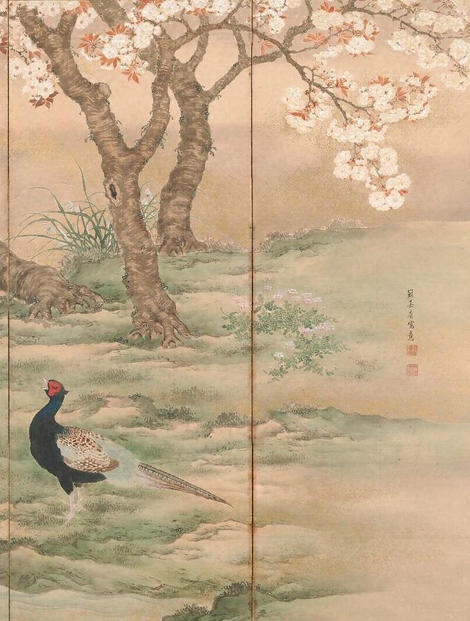 四季花鳥図屏風 文化遺産オンライン