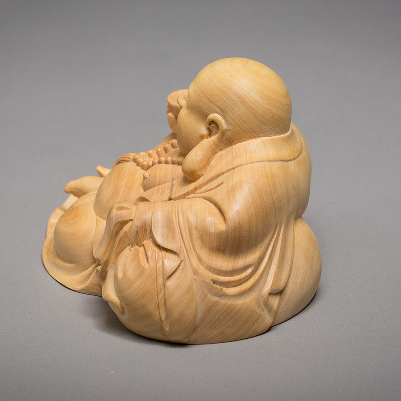 仏像専門店 仏像屋 / 天然ツゲ 黄楊 柘植 木彫り彫刻布袋尊像 弥勒菩薩像