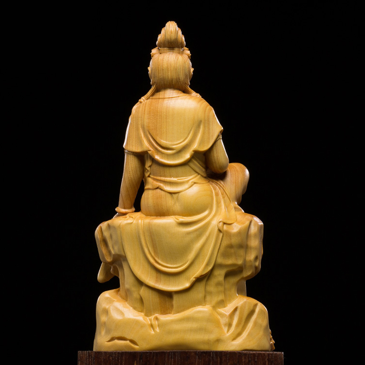 仏像専門店 仏像屋 / 天然ツゲ 黄楊 柘植 木彫り彫刻観音像 観音菩薩坐像