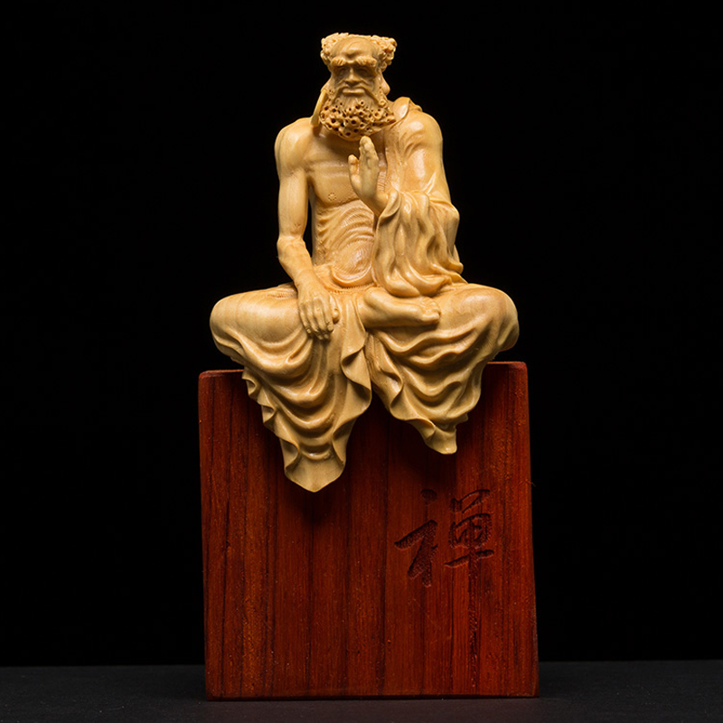 仏像専門店 仏像屋 / 天然ツゲ 黄楊 柘植 木彫り彫刻達磨像 達磨大師坐像