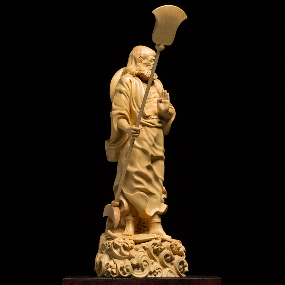 仏像専門店 仏像屋 / 天然ツゲ 黄楊 柘植 木彫り彫刻達磨像 達磨大師立像