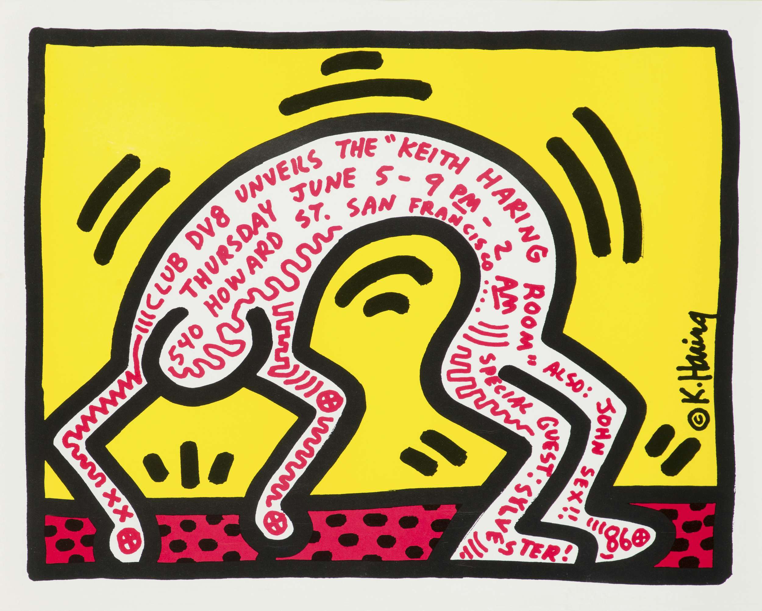 Keith Haring、No.152、希少画集画、新品額装付、状態良好 Keith