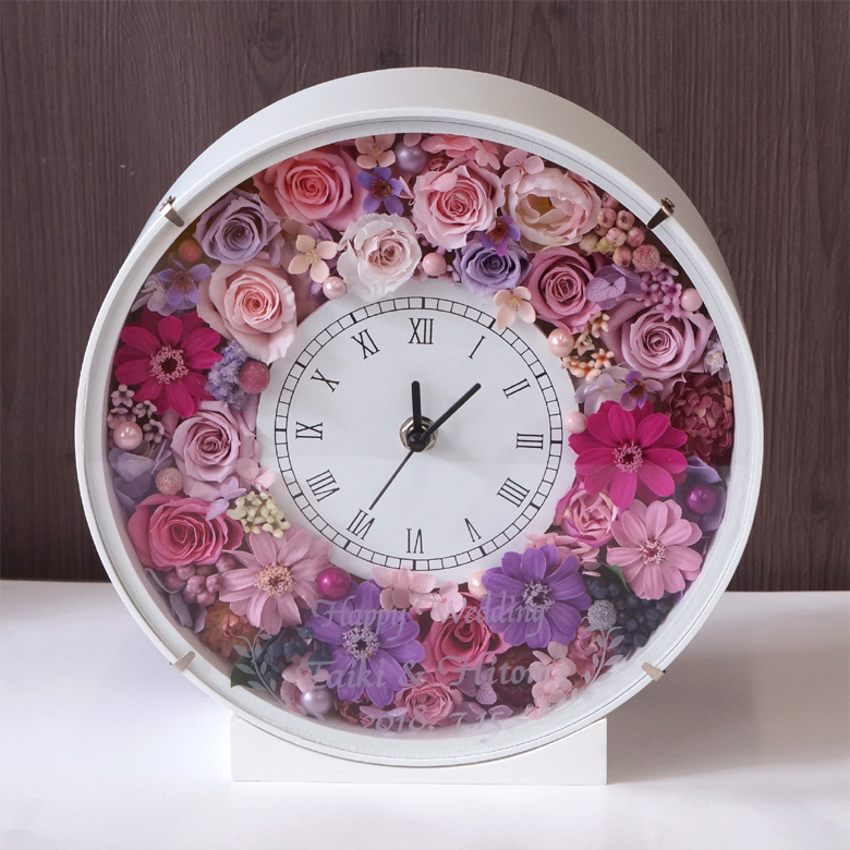 セミオーダー花時計 事例集 プリザーブドフラワーのベルビーフルール