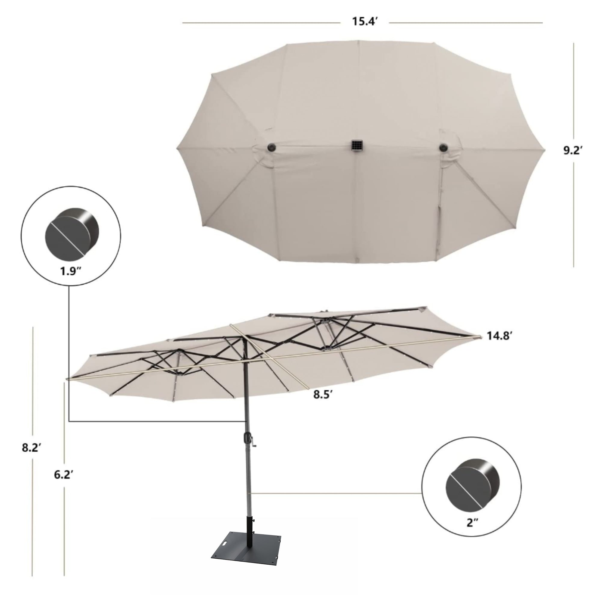 15' Triple Apex Solar Umbrella – Backyard Banger