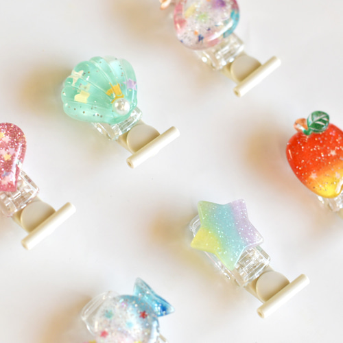 穴を開けない名札クリップ かわいい ハート♡❤♡ スター・くま