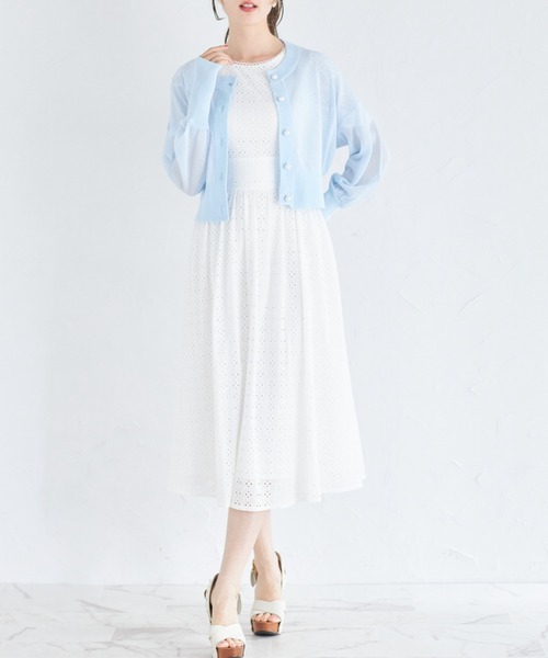 セール】パール釦シアーラメニットカーディガン（カーディガン/ボレロ