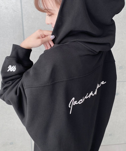 セール】TC裏毛袖ワンポイントバック刺繍ジップアップパーカー