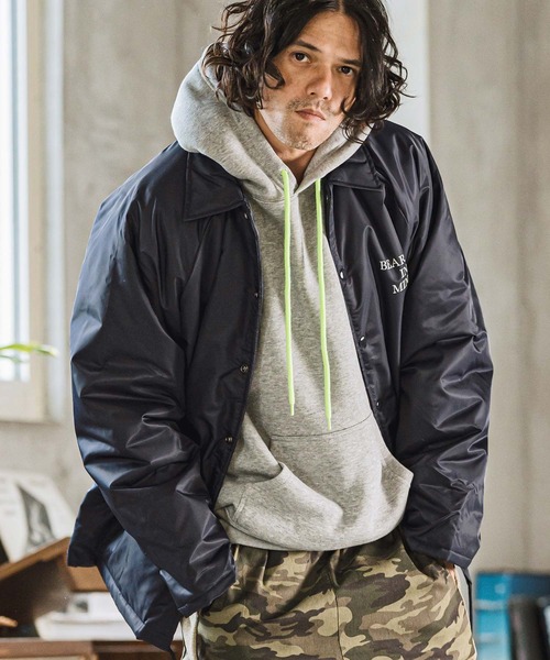 mj10318- Bearing in mindプリントコーチジャケット（ナイロン