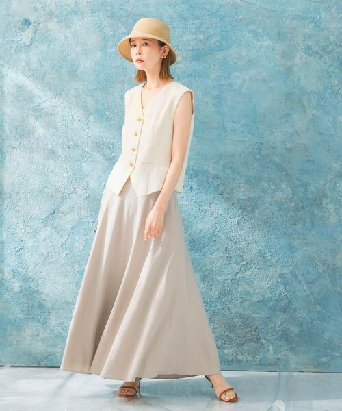 セール】バックファスナーリネン混ロングスカート（スカート）｜URBAN