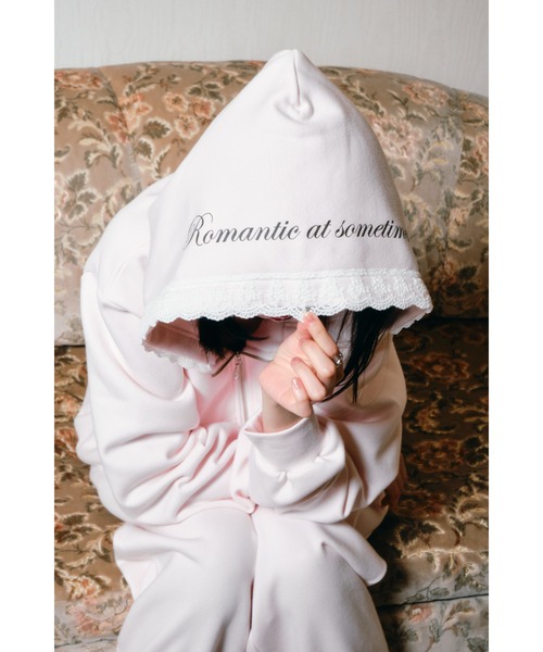 セール】Compact lace zip hoodie / レース付きコンパクトジップ