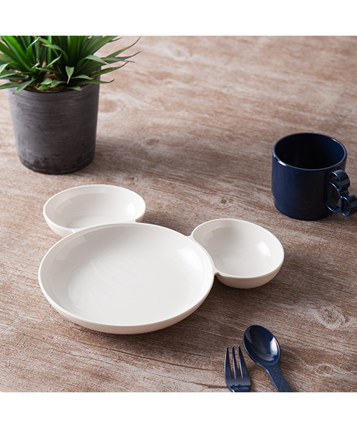 ディズニー ミッキー メラミンセパレートプレート アイボリー（食器