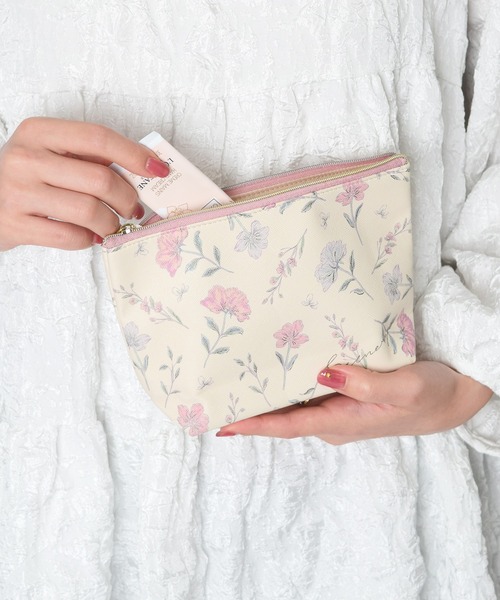 フェミニン総柄/ マチ付きポーチ（ポーチ）｜Flowering（フラワー