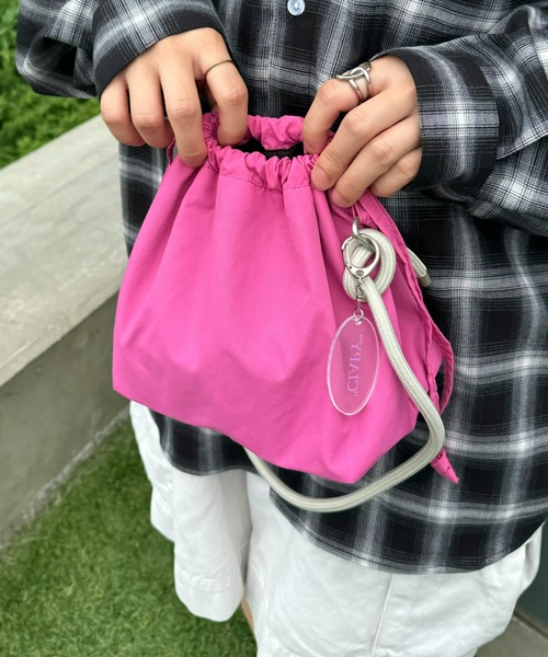 セール】【UNISEX】ナイロン2WAY巾着バッグ/キーホルダー付き