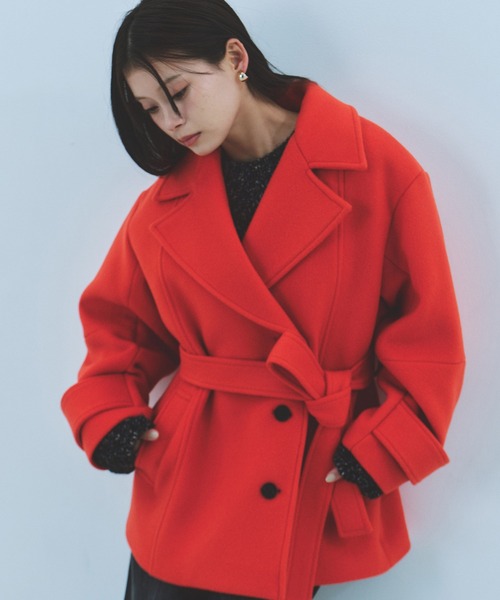 セール】【再入荷なし！】SUPER140ラペルショートコート｜ウール/保温