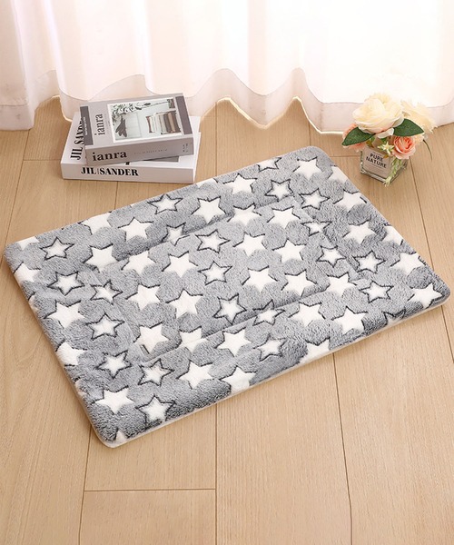 セール】12D35-TJ ふわふわ 星柄 スクエアペットマット 49×32（ペット