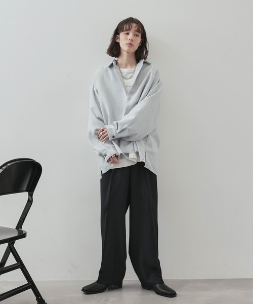 セール】ライトスルーワイドストレートパンツ（スラックス）｜JUNRED