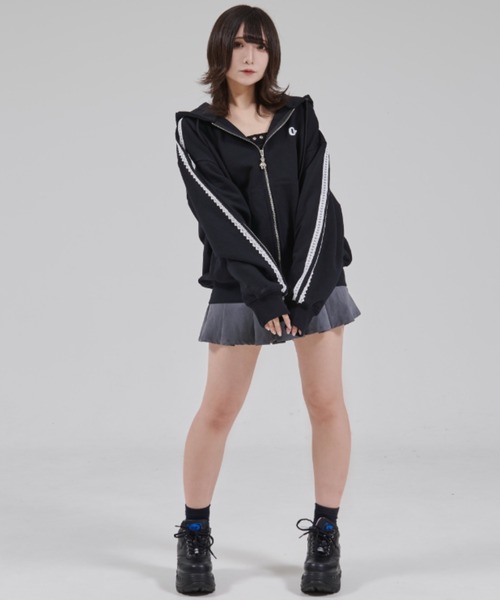 OY/オーワイ』LACE DOLLY HOODIE ZIP UP/レースオードリージップアップ