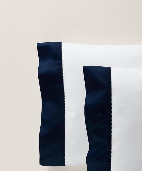 オーガニック コットン サティーン ボーダー フラットシーツ/ダブル